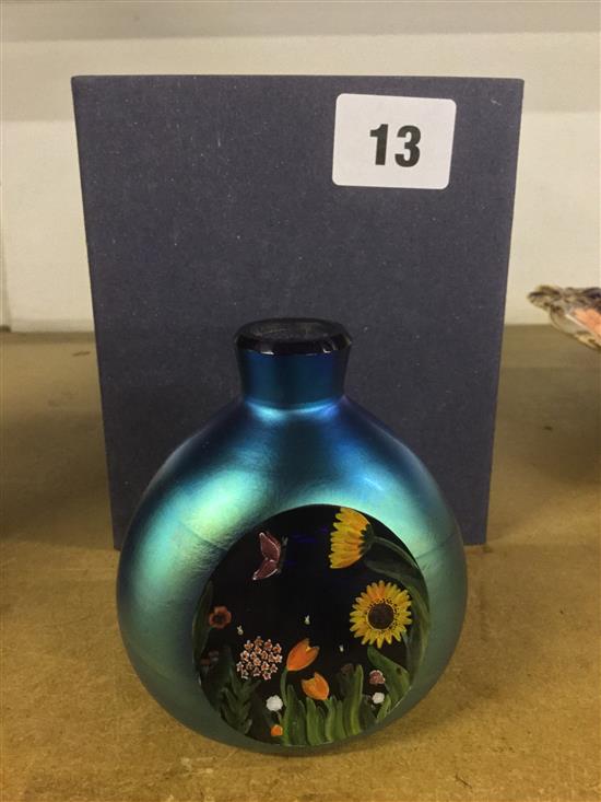 An Okra enamelled glass vase, ltd